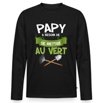 Opa muss grüner Mann Gartenarbeit werden - Männer Premium Bio Langarmshirt - Schwarz - Vorne - Nico (187cm)