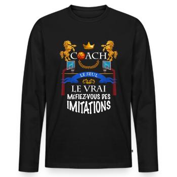 Coach basket entraîneur basket-ball cadeau homme - T-shirt manches longues Premium bio Homme - noir - Devant - Nico (187cm)