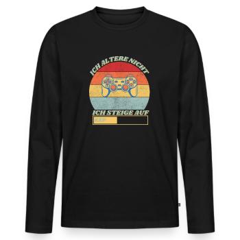 Ich altere nicht ich steige auf T-Shirt - Männer Premium Bio Langarmshirt - Schwarz - Vorne - Nico (187cm)