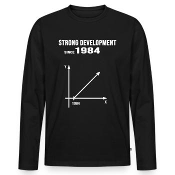 geburtstag 1984 jubiläum strong development - Männer Premium Bio Langarmshirt - Schwarz - Vorne - Nico (187cm)