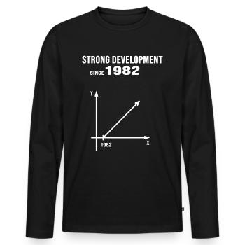 1982 geburtstag jubiläum strong development - Männer Premium Bio Langarmshirt - Schwarz - Vorne - Nico (187cm)