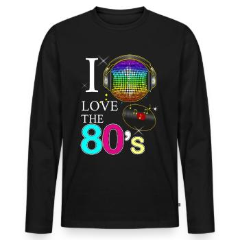 Jahr 80 Mode Retro Vintage Nostalgie Musik - Männer Premium Bio Langarmshirt - Schwarz - Vorne - Nico (187cm)
