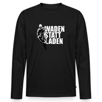 Waden statt laden Mountainbike Anti E-Bike - Männer Premium Bio Langarmshirt - Schwarz - Vorne - Nico (187cm)