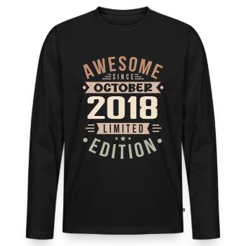 Légende Depuis Octobre 2018 Anniversaire Octobre 2018 - T-shirt manches longues Premium bio Homme - noir - Devant - Nico (187cm)