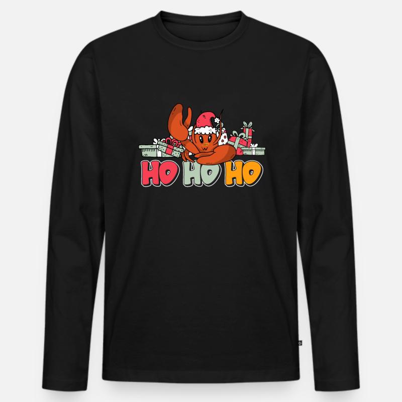 Weihnachtskrebse - Männer Premium Bio Langarmshirt - Schwarz