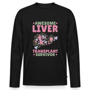 Un survivant de la transplantation du foie - T-shirt manches longues Premium bio Homme - noir - Devant - Nico (187cm)