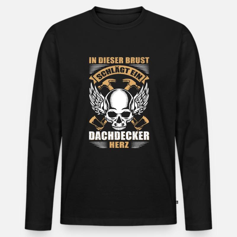 Dachdecker Meister Handwerker - Männer Premium Bio Langarmshirt - Schwarz