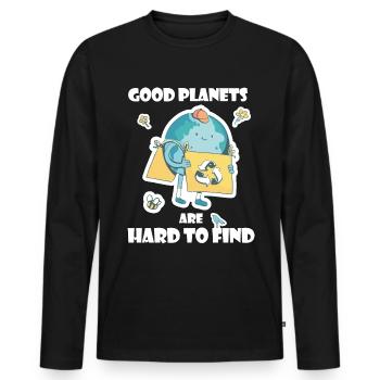 Superplanet with problems | Climate protection - Men's Premium Organic Long Sleeve Shirt - black - Front - Nico (187cm)