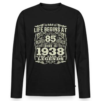 85 years old - birthday 1938 - born in 1938 - Men's Premium Organic Long Sleeve Shirt - black - Front - Nico (187cm)