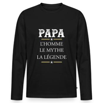 Cadeau papa, papa l'homme, le mythe - T-shirt manches longues Premium bio Homme - noir - Devant - Nico (187cm)