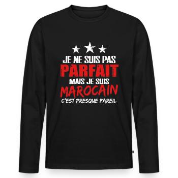 Marocain cadeau drôle Maroc homme fête des pères - T-shirt manches longues Premium bio Homme - noir - Devant - Nico (187cm)