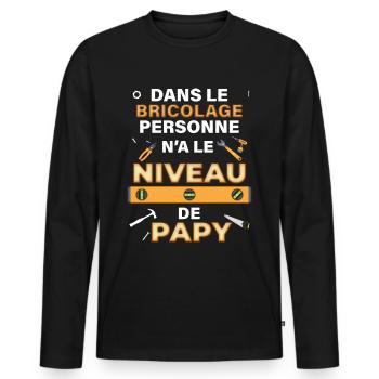 Papy spécialiste du bricolage, bricoleur - T-shirt manches longues Premium bio Homme - noir - Devant - Nico (187cm)