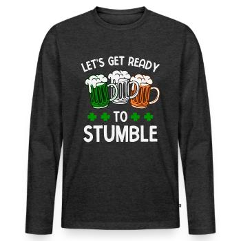 St. Patricks Day Irland Flagge Bier Kleeblatt - Männer Premium Bio Langarmshirt - Anthrazit meliert - Vorne - Nico (187cm)