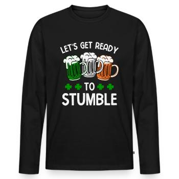 Préparons-nous à trébucher le jour de la Saint-Patrick - T-shirt manches longues Premium bio Homme - noir - Devant - Nico (187cm)