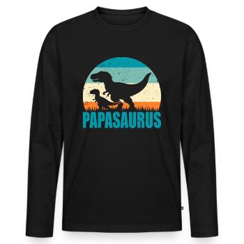 Papasaurus Father's Day Dad Dad Gift Idea - Men's Premium Organic Long Sleeve Shirt - black - Front - Nico (187cm)