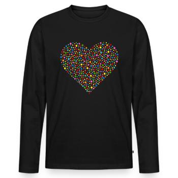 Confetti Heart - Men's Premium Organic Long Sleeve Shirt - black - Front - Nico (187cm)