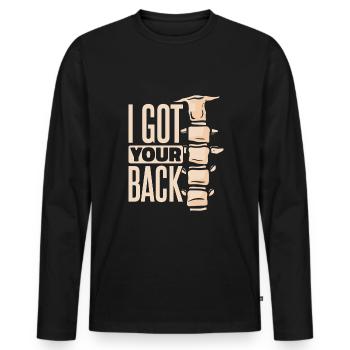 Ich habe deinen Rücken Physiotherapie - Männer Premium Bio Langarmshirt - Schwarz - Vorne - Nico (187cm)