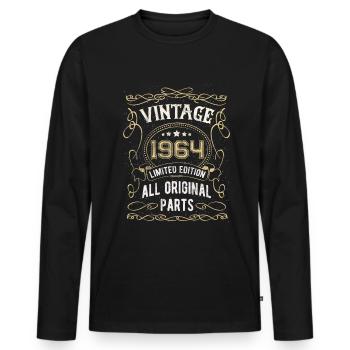 Born in 1964 Birthday gift 58 years - Men's Premium Organic Long Sleeve Shirt - black - Front - Nico (187cm)
