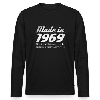 Fabriqué en 1969 Cadeau d’anniversaire 53 ans rétro - T-shirt manches longues Premium bio Homme - noir - Devant - Nico (187cm)