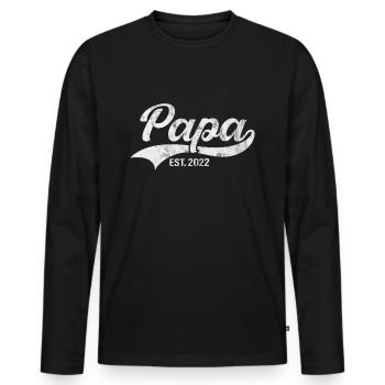 Papa Est. 2022 Father-to-be Gift Funny - Men's Premium Organic Long Sleeve Shirt - black - Front - Nico (187cm)