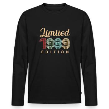 Limited 1989 Edition Geburtstag Geschenk 33 Jahre - Männer Premium Bio Langarmshirt - Schwarz - Vorne - Nico (187cm)