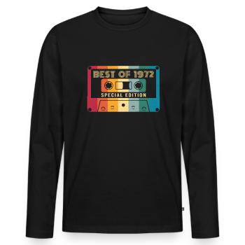 50 Geburtstag Best Of 1972 Kassette Retro Vintage - Männer Premium Bio Langarmshirt - Schwarz - Vorne - Nico (187cm)