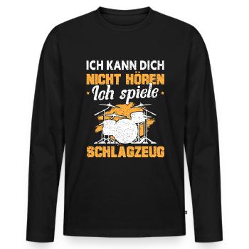 Schlagzeuger Drummer Schlagzeug spielen - Männer Premium Bio Langarmshirt - Schwarz - Vorne - Nico (187cm)