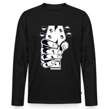 E-Bass - E-Gitarre - Männer Premium Bio Langarmshirt - Schwarz - Vorne - Nico (187cm)