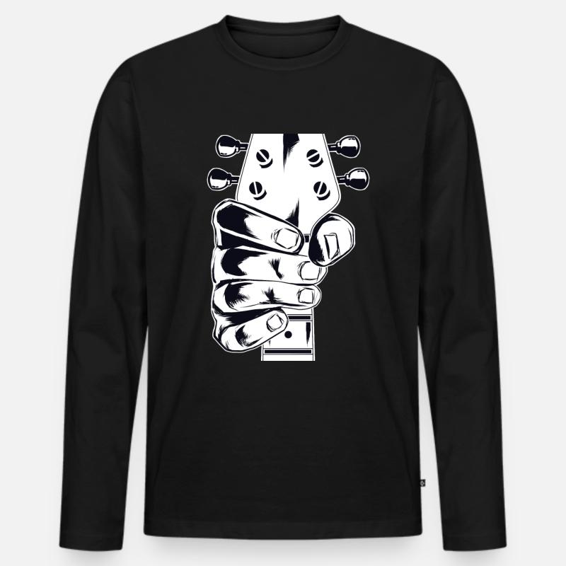 E-Bass - E-Gitarre - Männer Premium Bio Langarmshirt - Schwarz