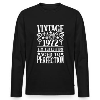 Retro Vintage 1972 Birthday 50 Years Born in 1972 - Männer Premium Bio Langarmshirt - Schwarz - Vorne - Nico (187cm)