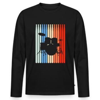 Drums Retro Drumset Pilons - T-shirt manches longues Premium bio Homme - noir - Devant - Nico (187cm)