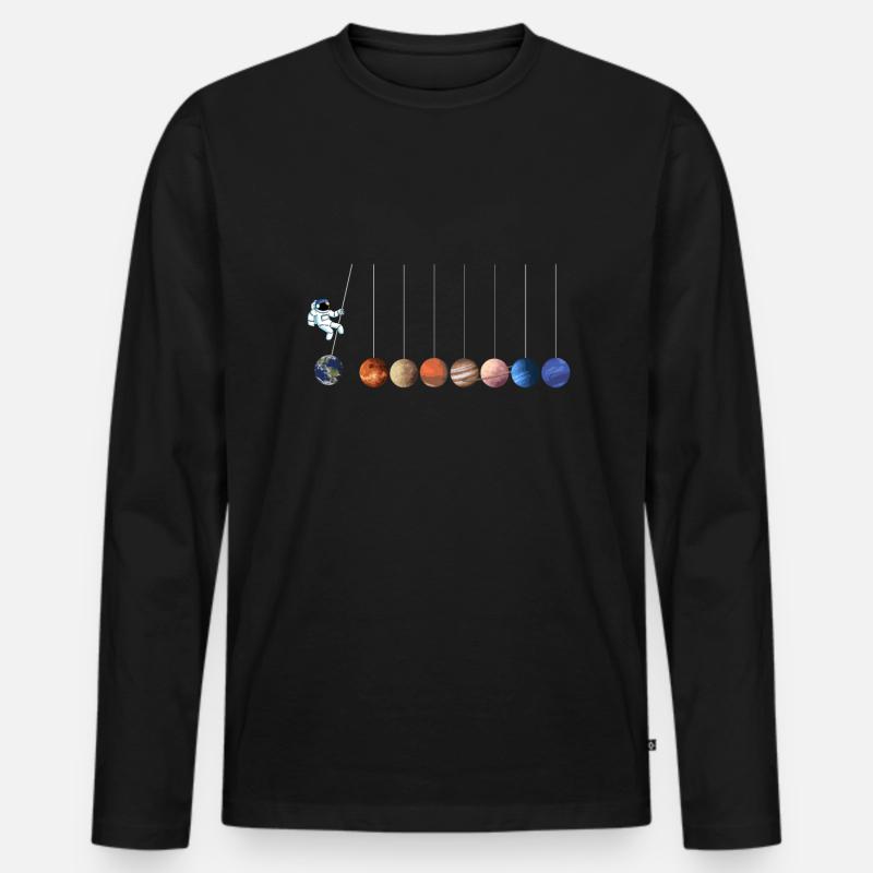 Astronaut Space Universe Planets - Männer Premium Bio Langarmshirt - Schwarz