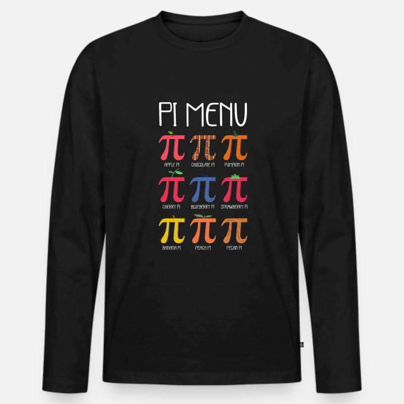 Pi-Torten-Menü Pi-Mathe-Lehrer Pi-Tag - Männer Premium Bio Langarmshirt - Schwarz
