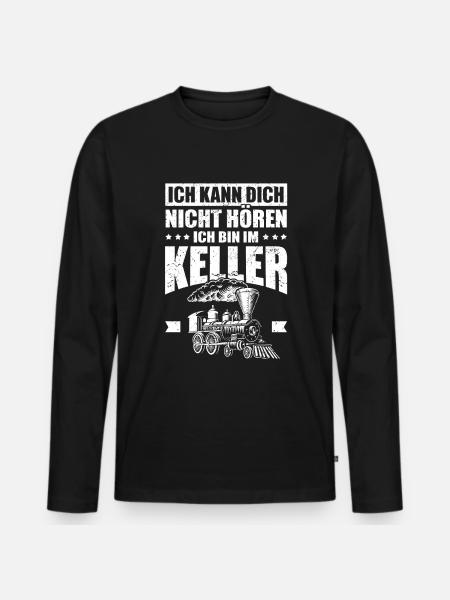 Eisenbahn Keller Dampflok Modellbahn - Männer Premium Bio Langarmshirt - Schwarz