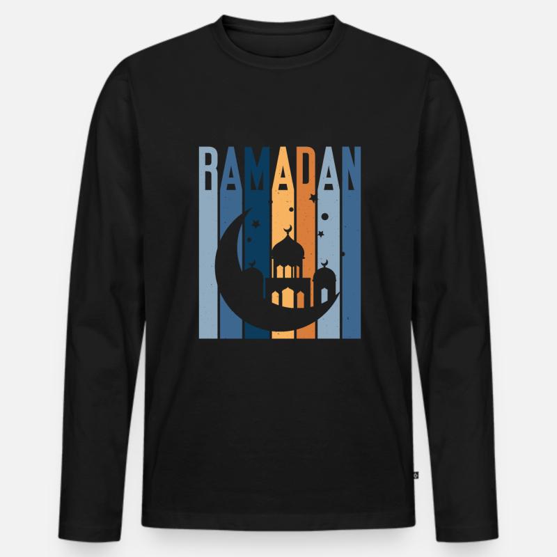 Ramadan Mubarak Fasten Muslim - Männer Premium Bio Langarmshirt - Schwarz