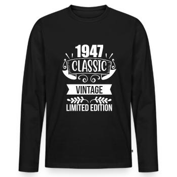 Vintage Classic né en 1947 - T-shirt manches longues Premium bio Homme - noir - Devant - Nico (187cm)