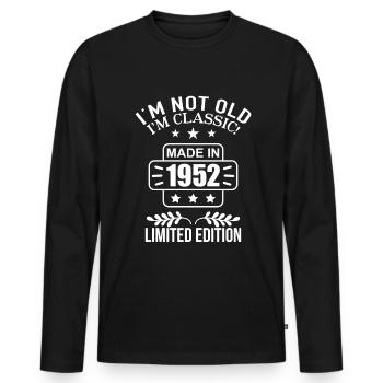 Made in 1952 Birthday 70 Years born in 1952 Quotes - Männer Premium Bio Langarmshirt - Schwarz - Vorne - Nico (187cm)
