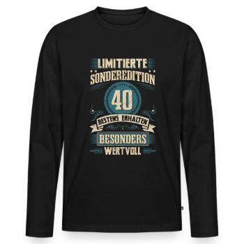 40e anniversaire né en 1982 Quarante - T-shirt manches longues Premium bio Homme - noir - Devant - Nico (187cm)