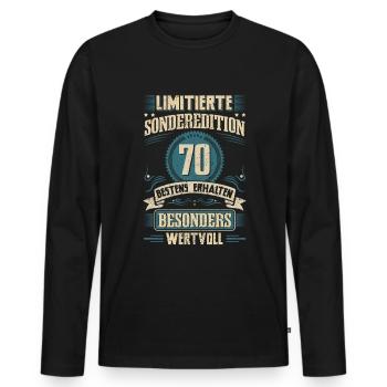 70e anniversaire né en 1952 Soixante-dix - T-shirt manches longues Premium bio Homme - noir - Devant - Nico (187cm)