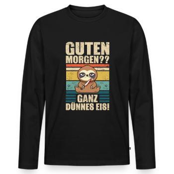 Good morning Very thin ice sloth - Men's Premium Organic Long Sleeve Shirt - black - Front - Nico (187cm)