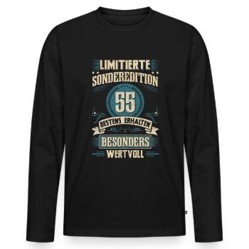 55th birthday born in 1967 Fifty-five - Men's Premium Organic Long Sleeve Shirt - black - Front - Nico (187cm)