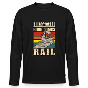 Locomotives à vapeur Modèle de rails ferroviaires - T-shirt manches longues Premium bio Homme - noir - Devant - Nico (187cm)