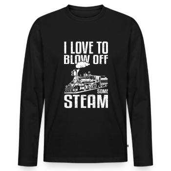 Locomotive à vapeur et train miniature à vapeur - T-shirt manches longues Premium bio Homme - noir - Devant - Nico (187cm)