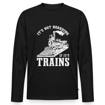 Locomotive à vapeur et collecteur de modélisme ferroviaire - T-shirt manches longues Premium bio Homme - noir - Devant - Nico (187cm)