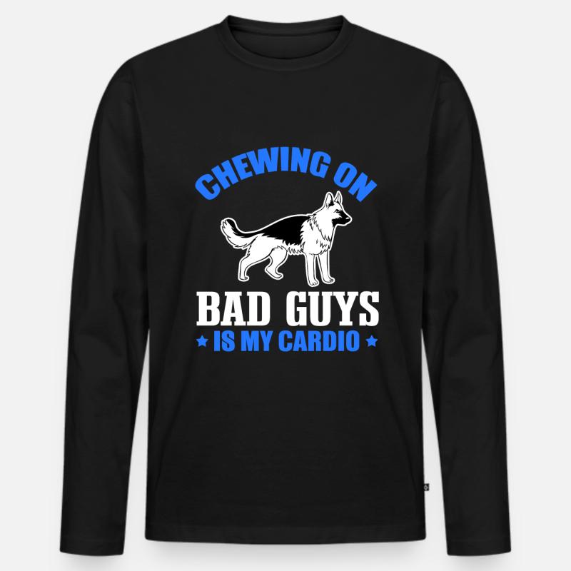 Polizeihund Lustig - Männer Premium Bio Langarmshirt - Schwarz