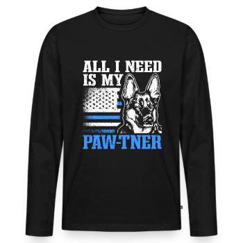Polizist Polizeihund - Männer Premium Bio Langarmshirt - Schwarz - Vorne - Nico (187cm)
