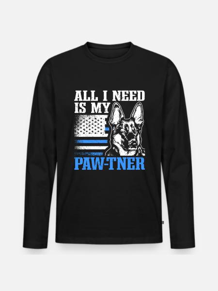 Polizist Polizeihund - Männer Premium Bio Langarmshirt - Schwarz