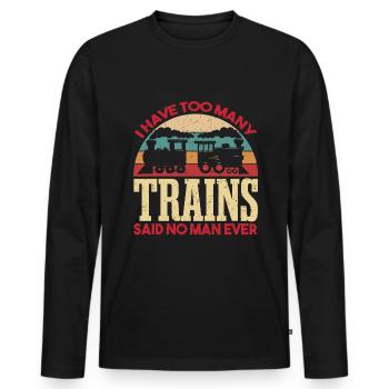 Modellbahn Sammler Eisenbahn - Männer Premium Bio Langarmshirt - Schwarz - Vorne - Nico (187cm)