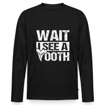 Shark Tooth Fossil Collector Shark Teeth - Men's Premium Organic Long Sleeve Shirt - black - Front - Nico (187cm)