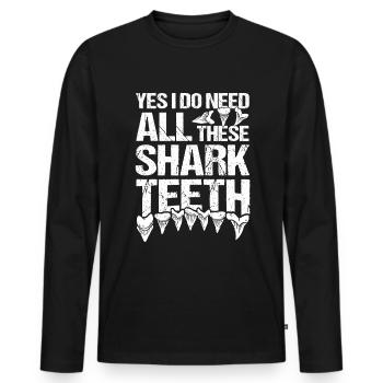 Shark Teeth Fossil Collector Shark Tooth - Men's Premium Organic Long Sleeve Shirt - black - Front - Nico (187cm)